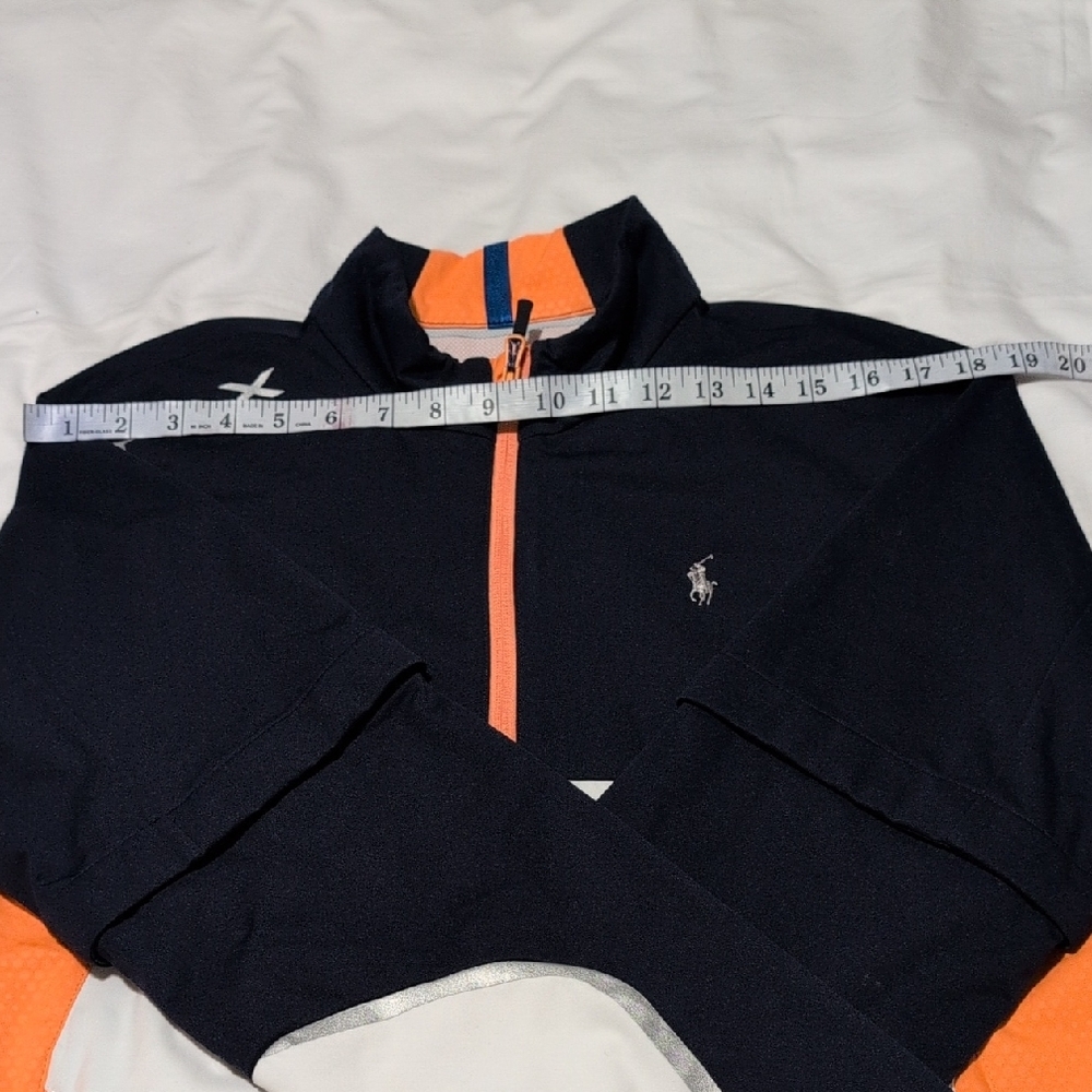 Navy and White Windbreaker with High Collar and Color-Blocked Design - Picture 6 of 16